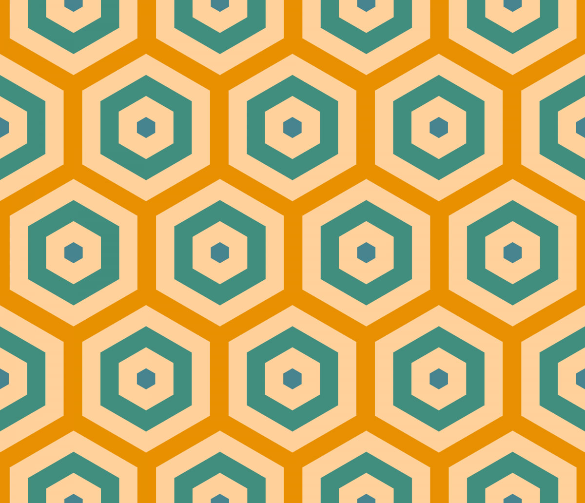 Geometric Pattern: Hexagon Hive: Deco / Red Wolf