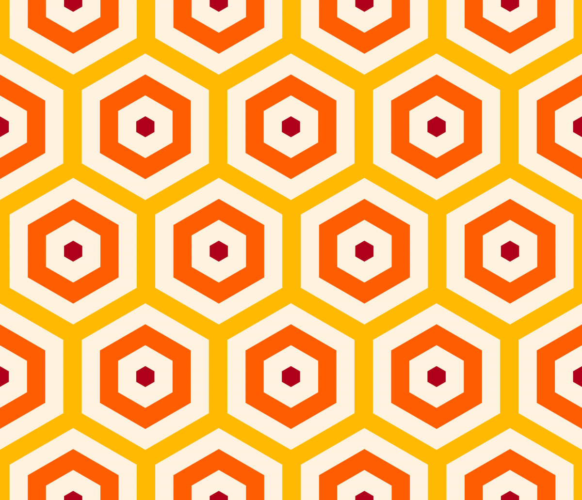 Geometric Pattern: Hexagon Hive: Deco / Red Wolf