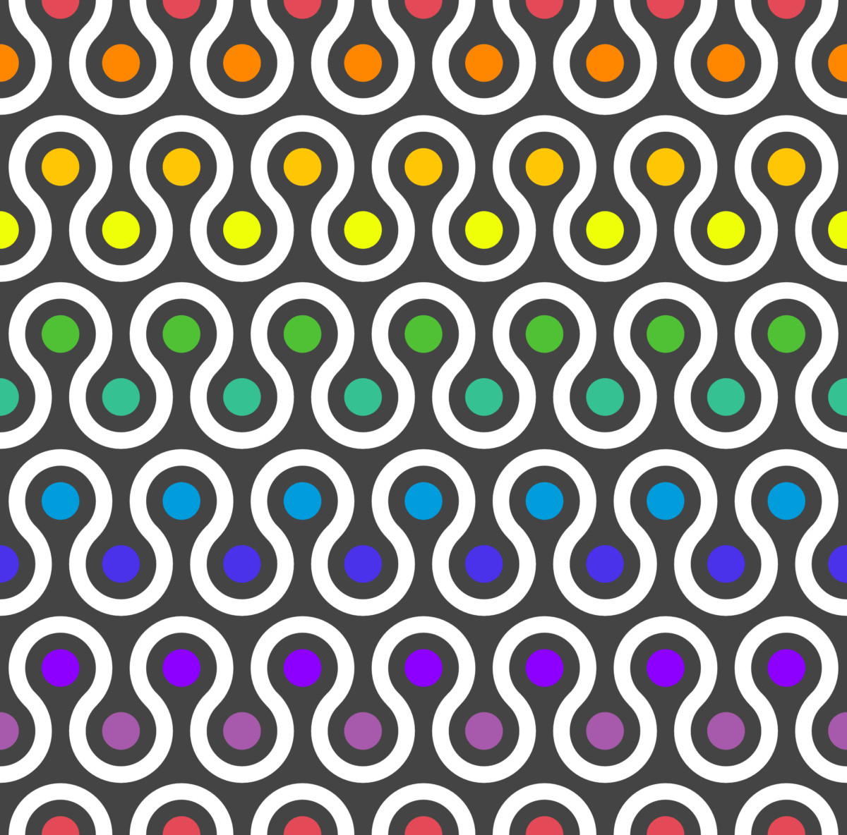 Geometric Pattern: Looped Circles: Rainbow / Red Wolf