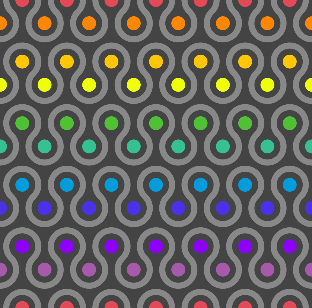 Geometric Pattern: Looped Circles: Rainbow / Red Wolf