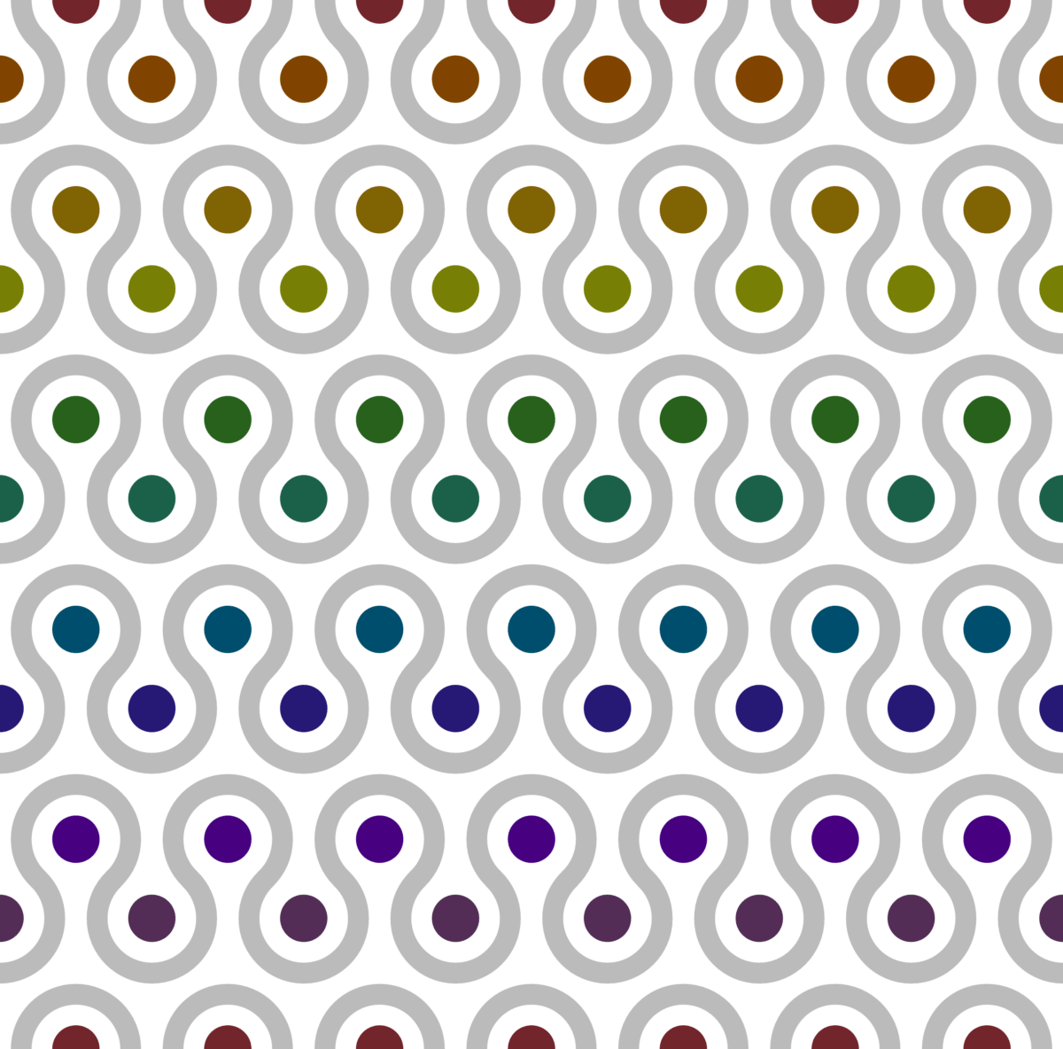 Geometric Pattern: Looped Circles: Rainbow / Red Wolf