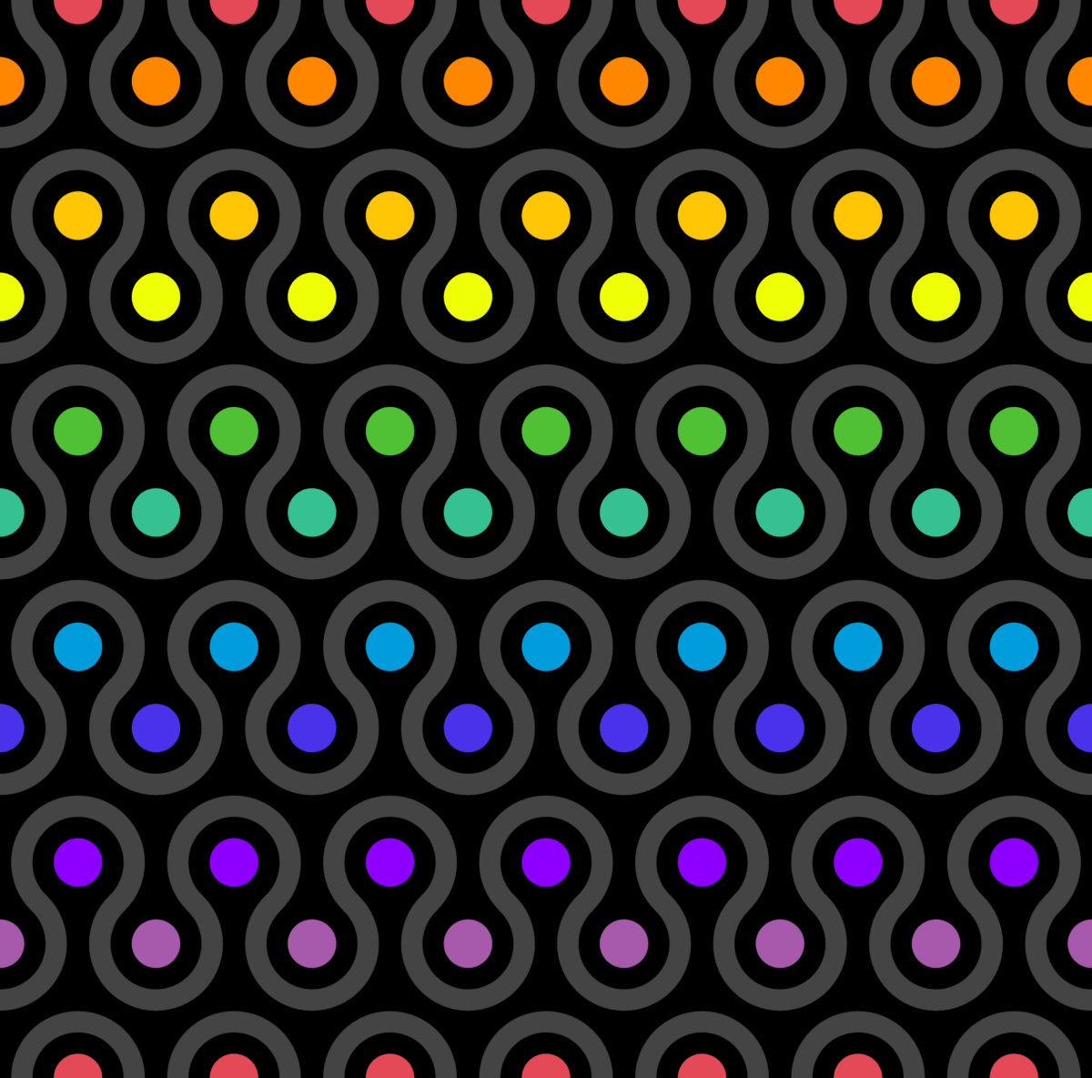 Geometric Pattern: Looped Circles: Rainbow / Red Wolf
