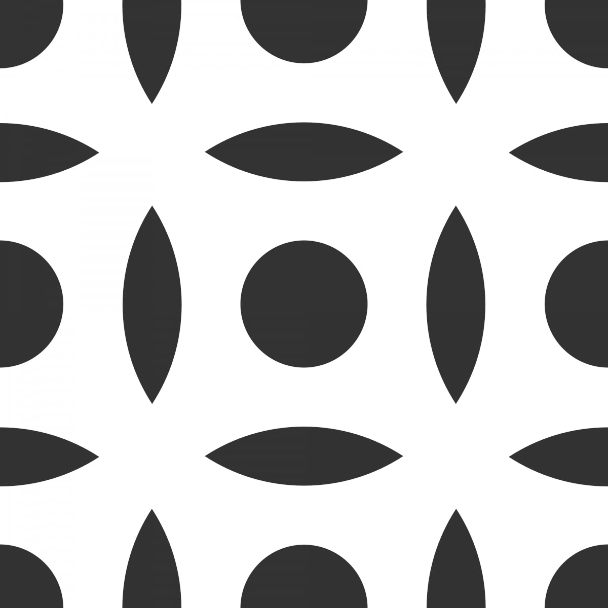 Geometric Pattern: Intersect Circle: White Monochrome / Red Wolf