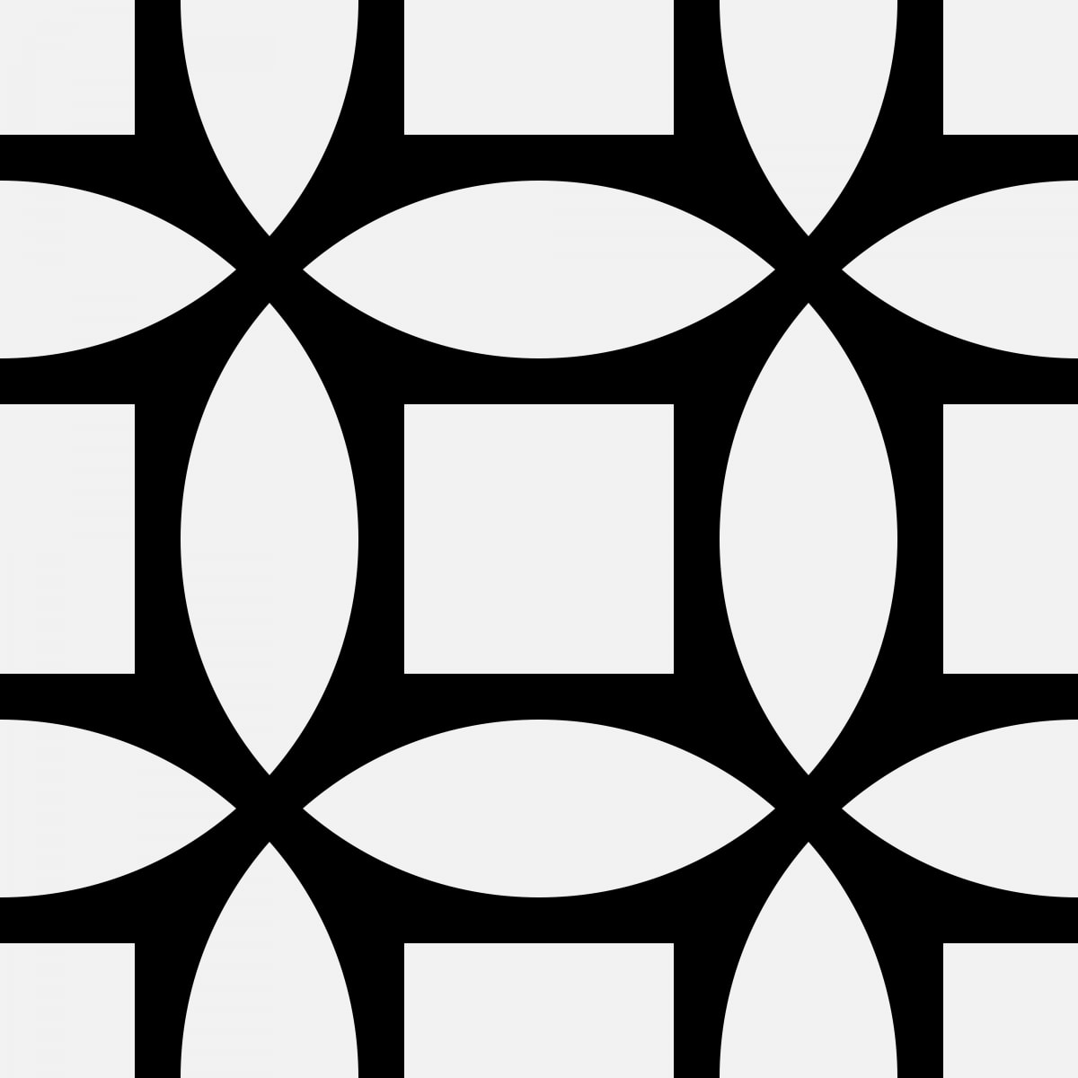 Geometric Pattern: Intersect Square: Black Monochrome / Red Wolf