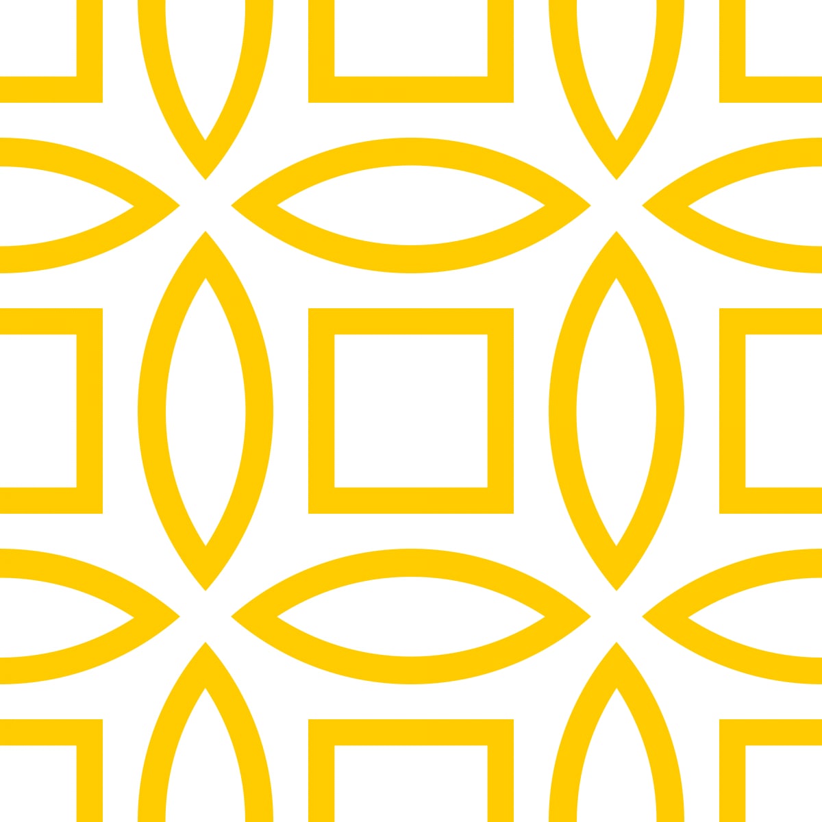 Geometric Pattern: Intersect Outline: White Colour / Red Wolf