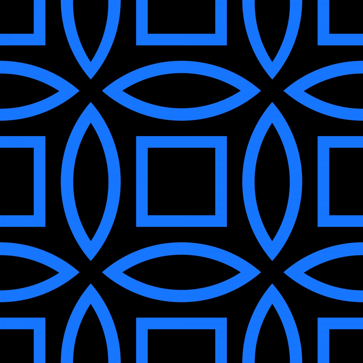 Geometric Pattern: Intersect Outline: Black Colour / Red Wolf