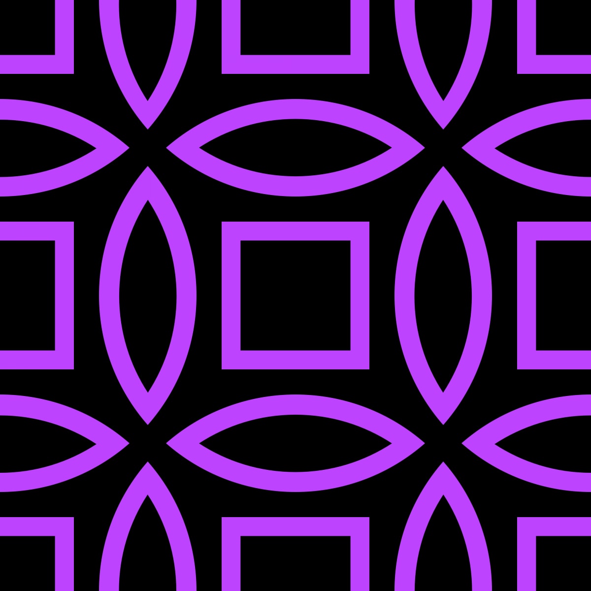 Geometric Pattern: Intersect Outline: Black Colour / Red Wolf