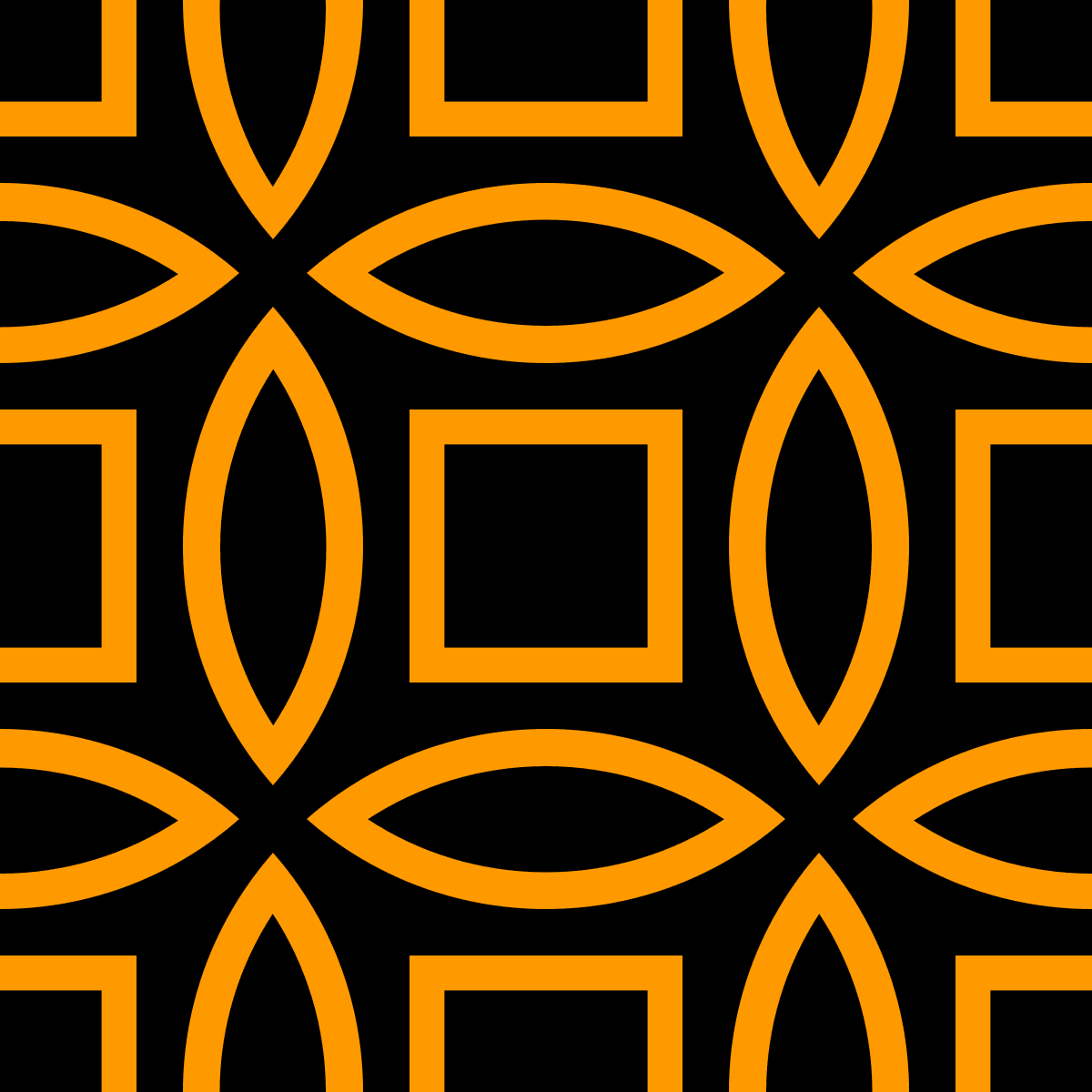 Geometric Pattern: Intersect Outline: Black Colour / Red Wolf