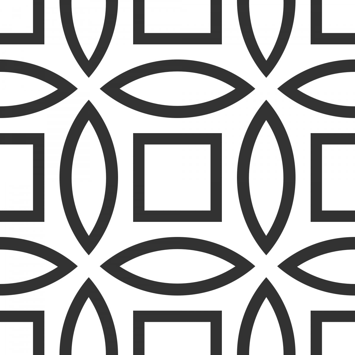 Geometric Pattern: Intersect Outline: White Monochrome / Red Wolf