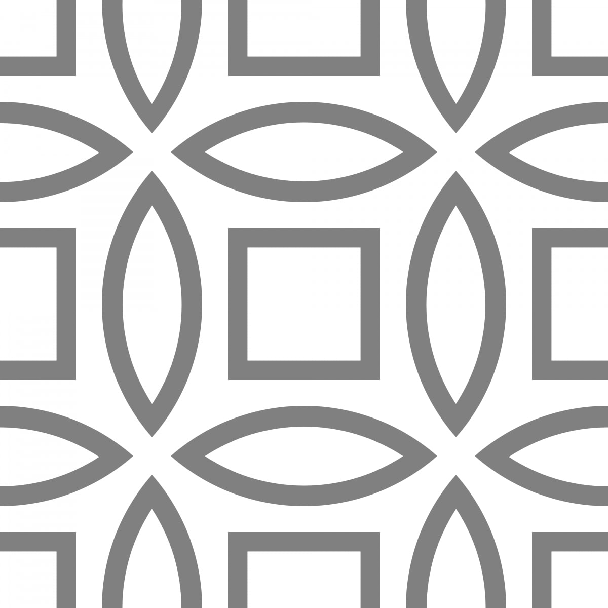 Geometric Pattern: Intersect Outline: White Monochrome / Red Wolf