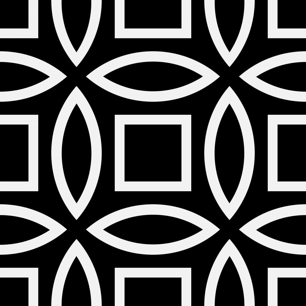Geometric Pattern: Intersect Outline: Black Monochrome / Red Wolf