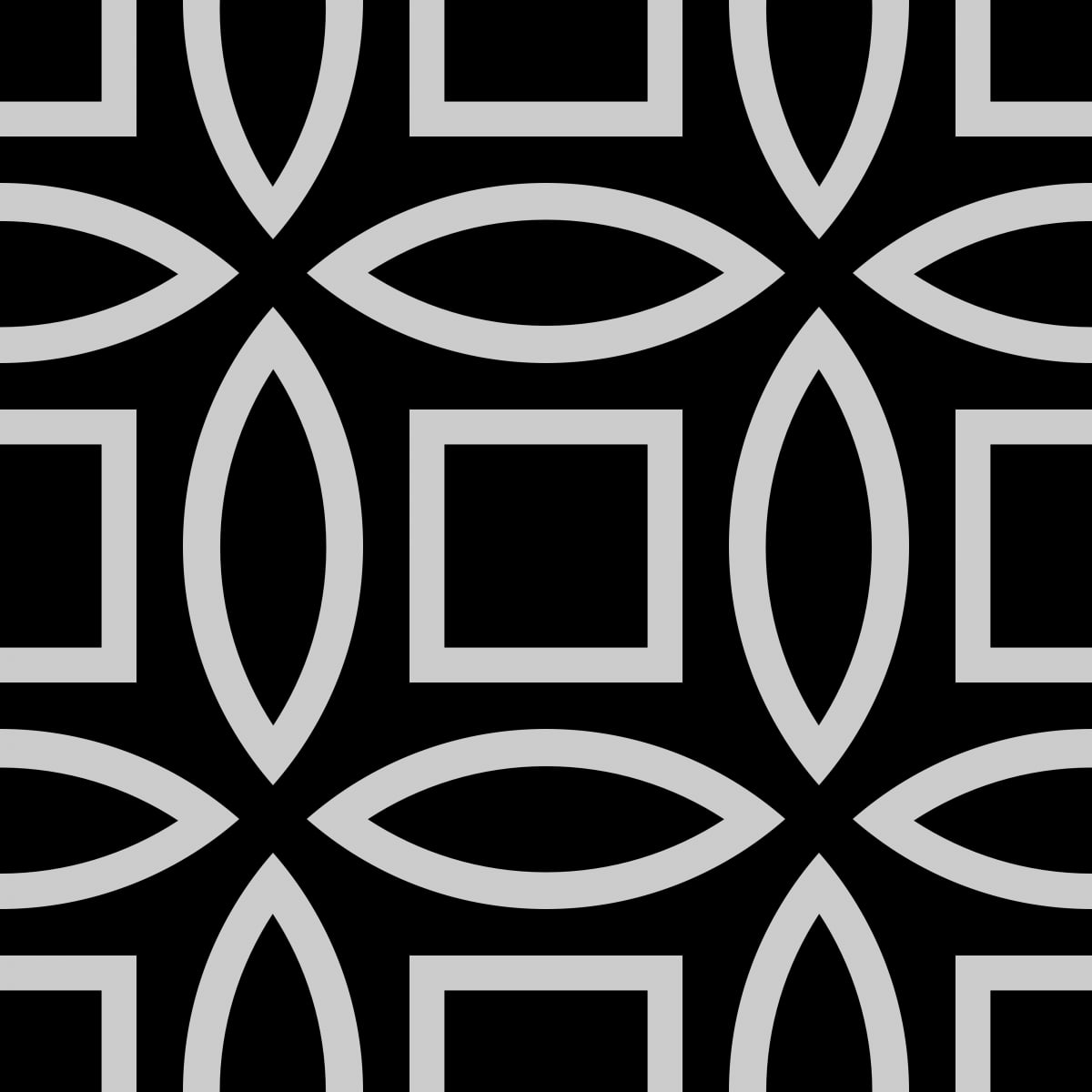 Geometric Pattern: Intersect Outline: Black Monochrome / Red Wolf