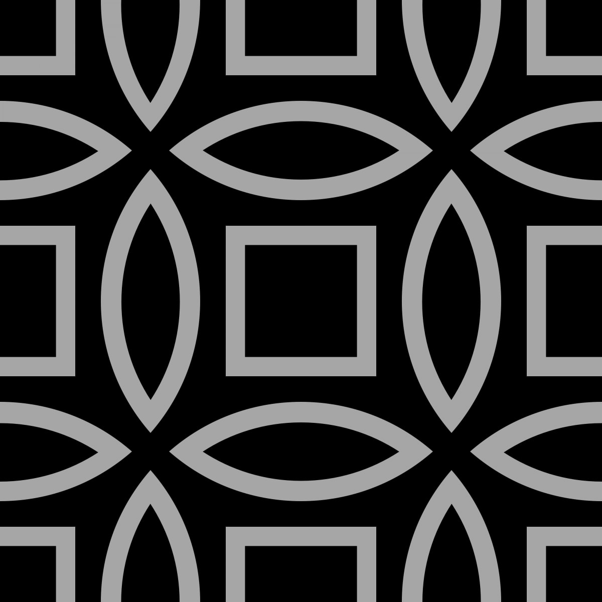 Geometric Pattern: Intersect Outline: Black Monochrome / Red Wolf