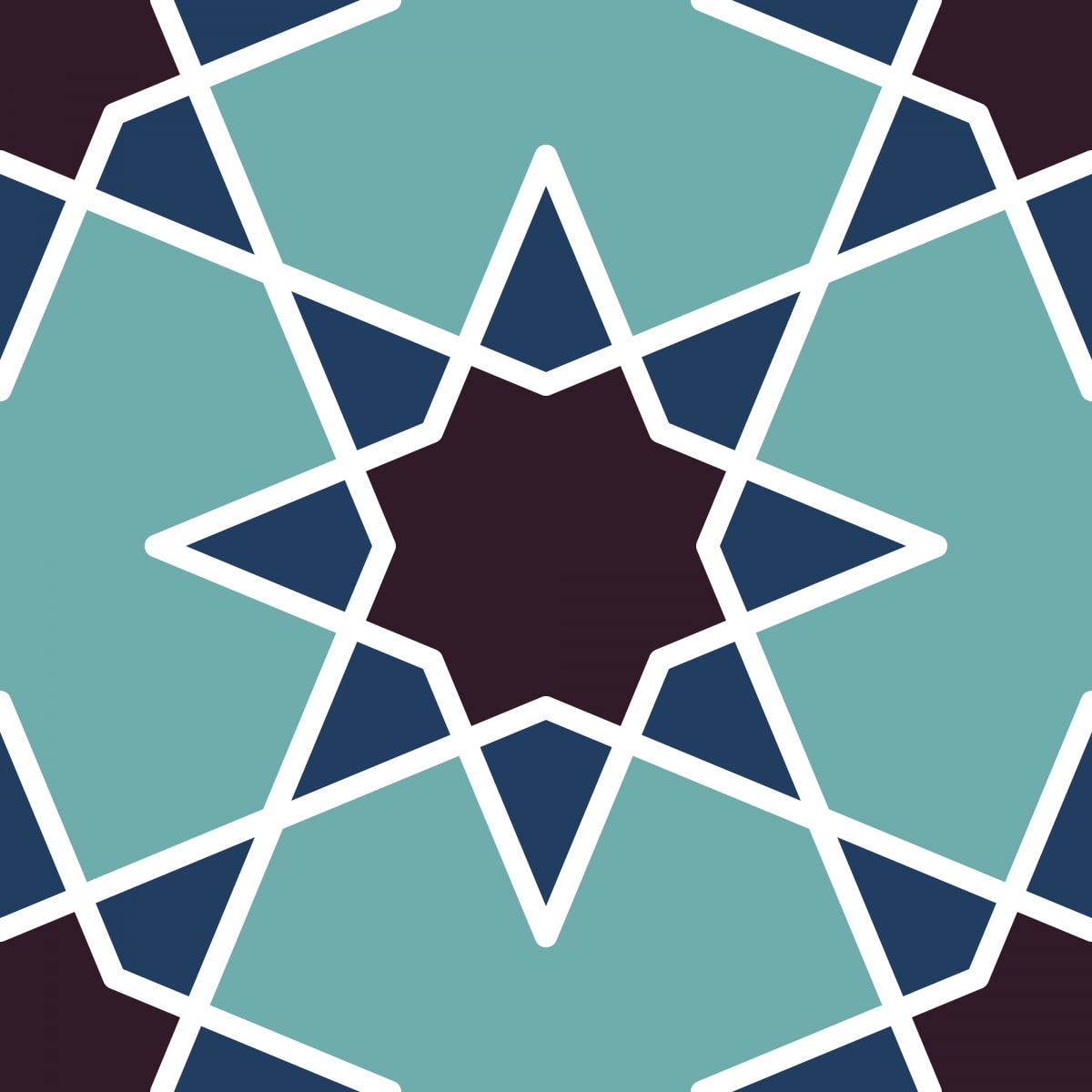 Geometric Pattern: Octagram: Quad 1 / Red Wolf