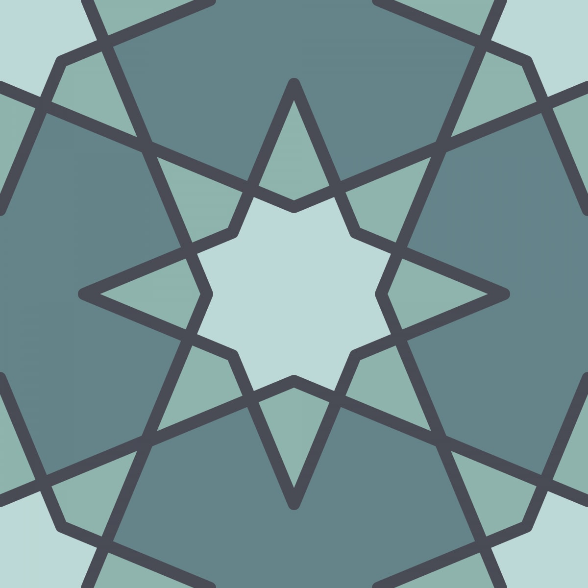 Geometric Pattern: Octagram: Quad 1 / Red Wolf