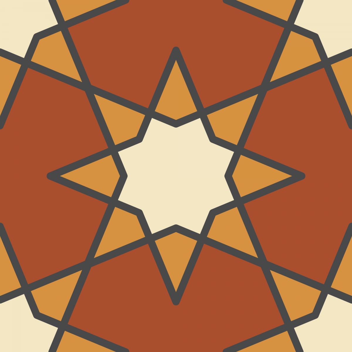 Geometric Pattern: Octagram: Quad 2 / Red Wolf