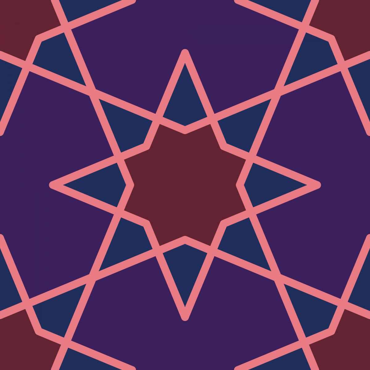 Geometric Pattern: Octagram: Quad 2 / Red Wolf