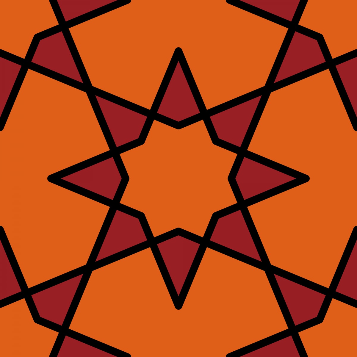 Geometric Pattern: Octagram: Retro / Red Wolf