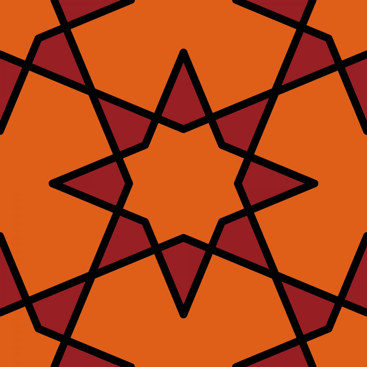 Geometric Pattern: Octagram: Retro / Red Wolf