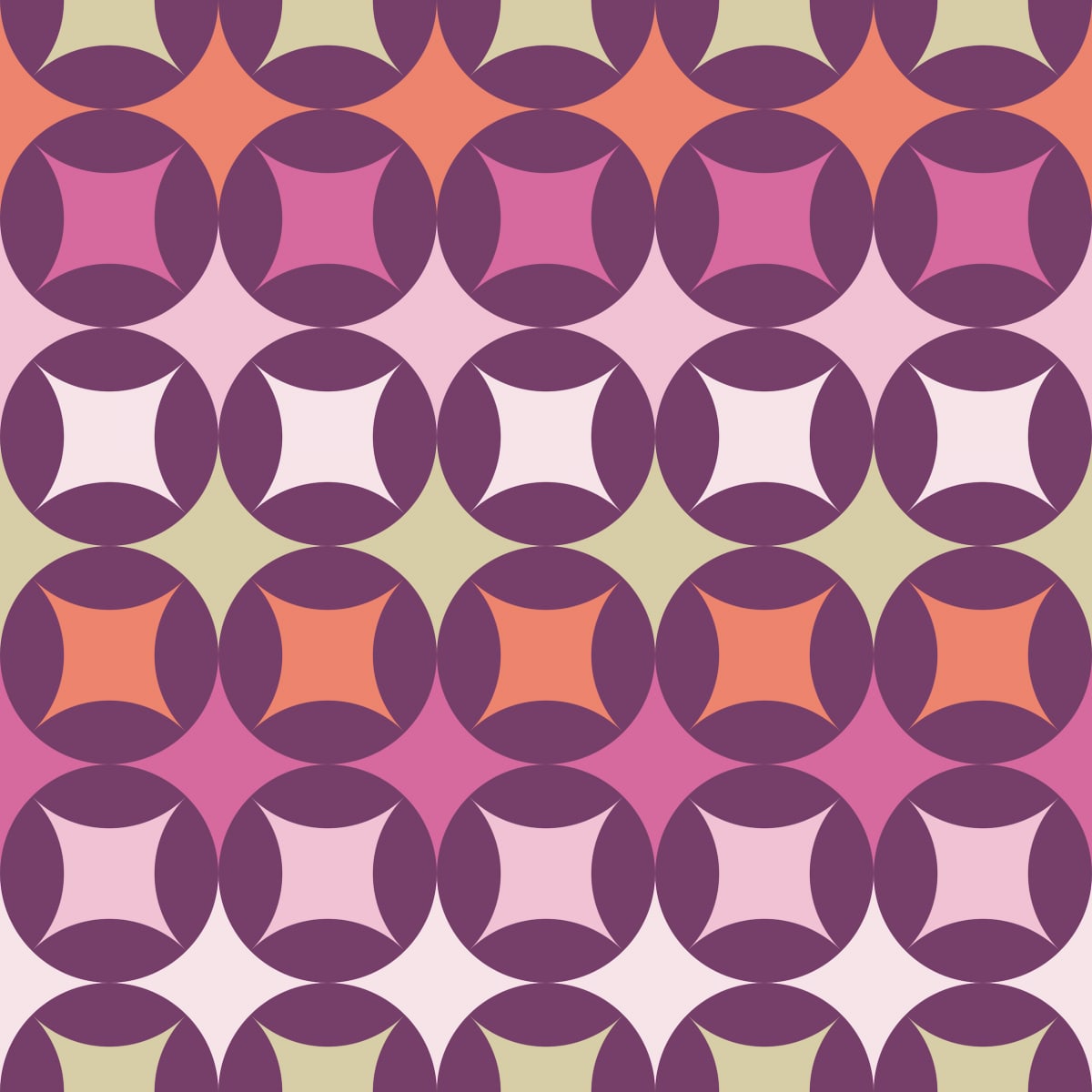 Geometric Pattern: Circle Stacked / Red Wolf