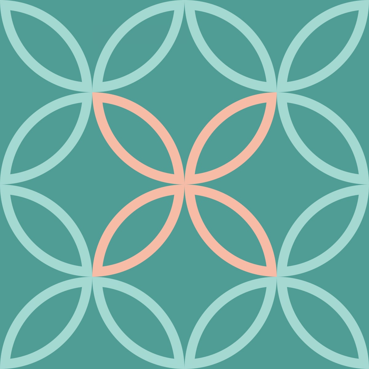Geometric Pattern: Circle Nested Outline: Bloom / Red Wolf