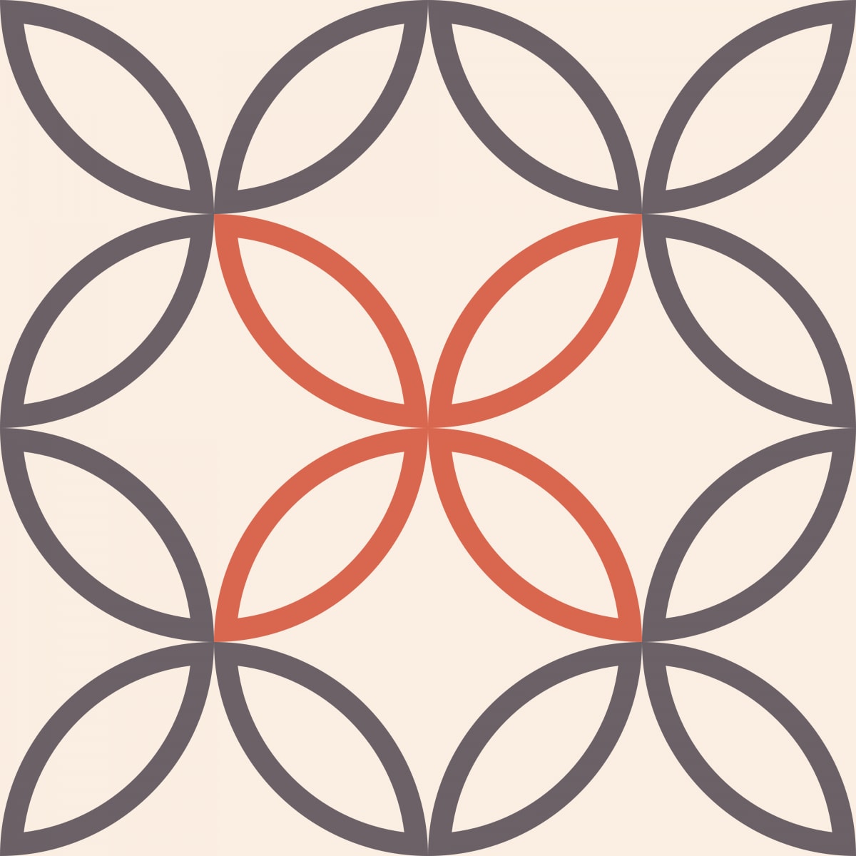 Geometric Pattern: Circle Nested Outline: Bloom / Red Wolf