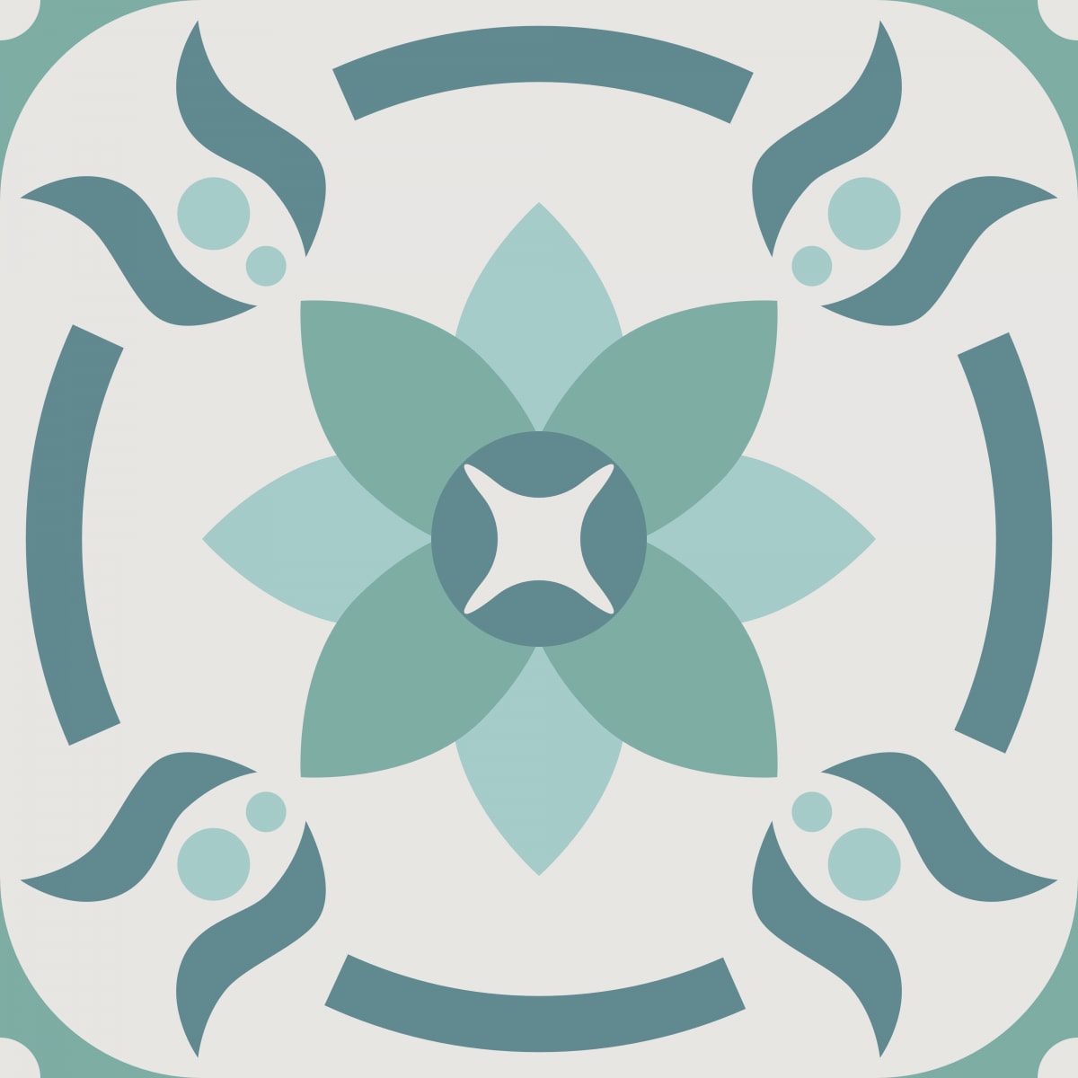 Geometric Pattern: Waterlily: Garden / Red Wolf