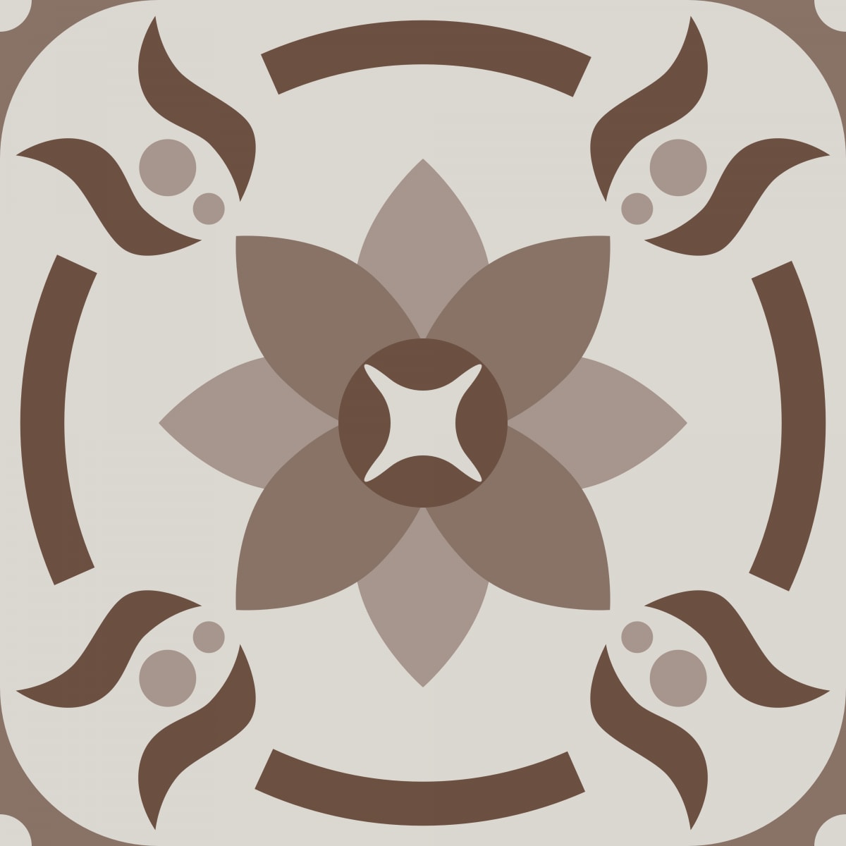 Geometric Pattern: Waterlily: Stone / Red Wolf