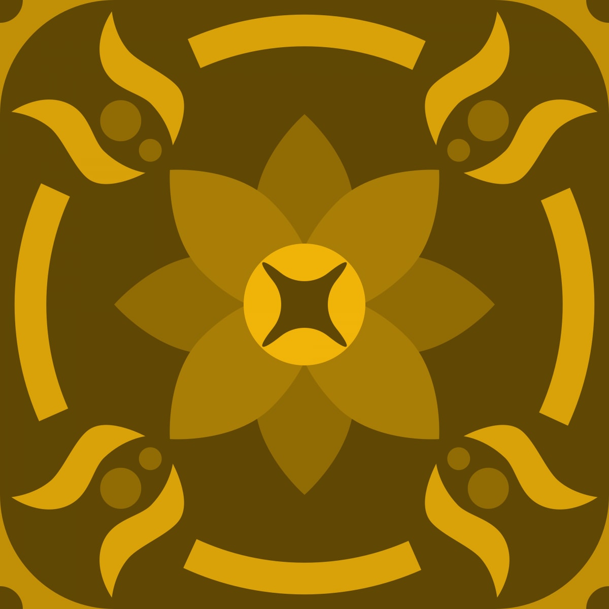 Geometric Pattern: Waterlily: Gemstone Dark / Red Wolf