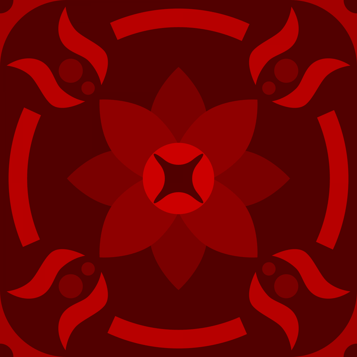 Geometric Pattern: Waterlily: Gemstone Dark / Red Wolf
