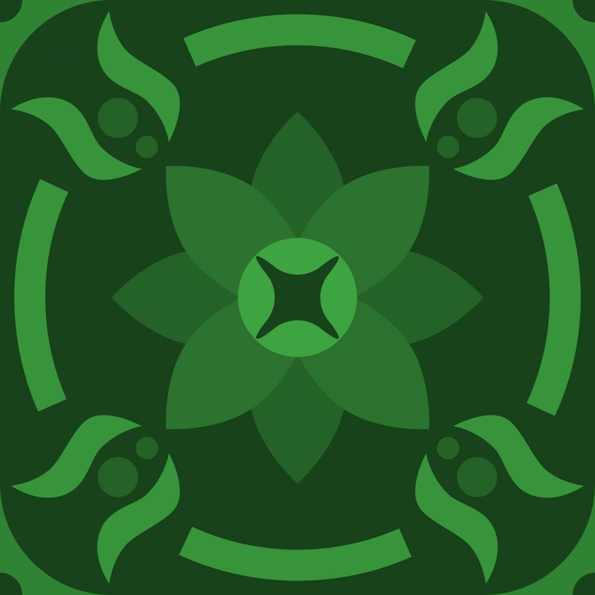Geometric Pattern: Waterlily: Gemstone Dark / Red Wolf