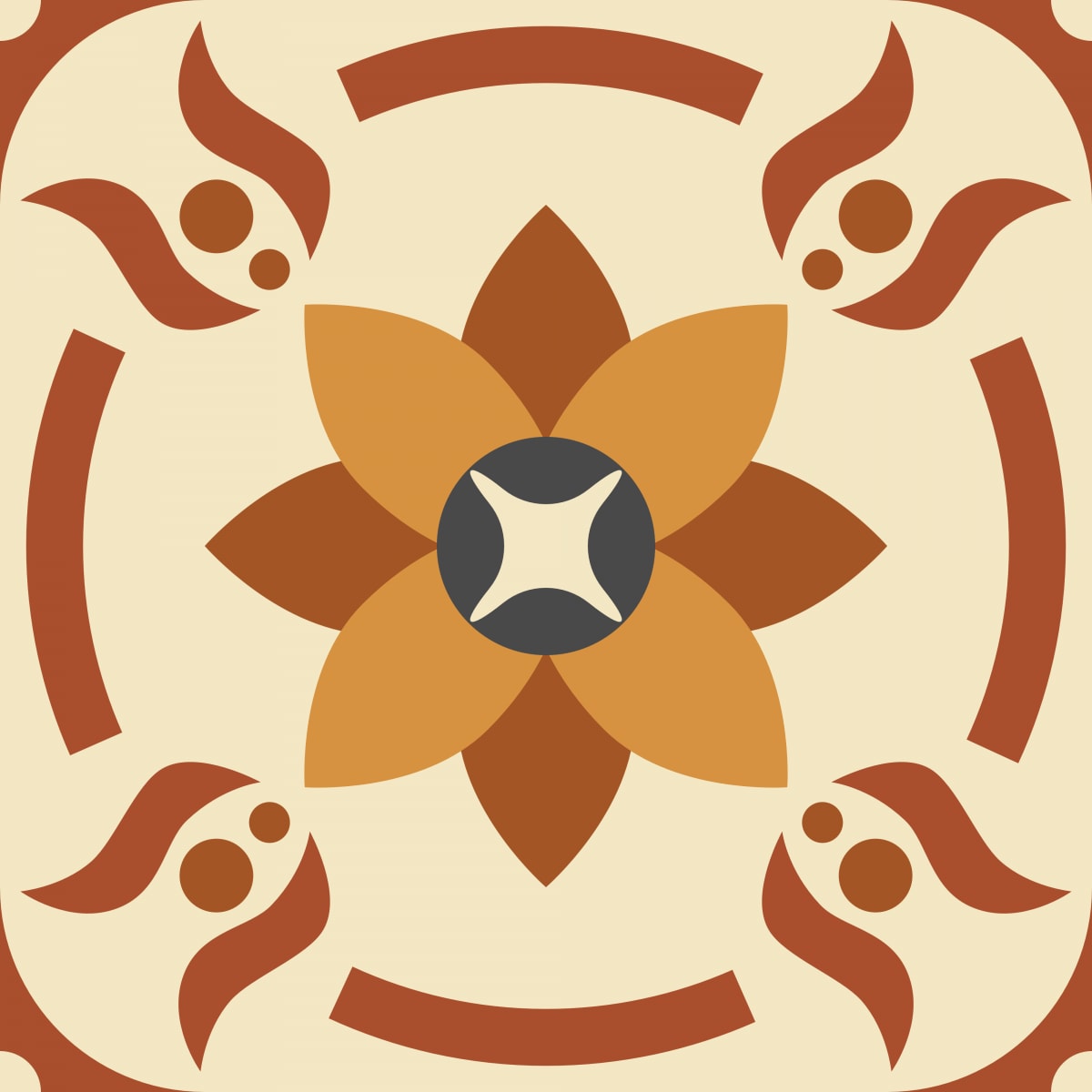 Geometric Pattern: Waterlily: Miami / Red Wolf