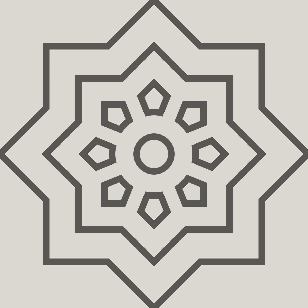 Geometric Pattern: Mahsa: Stone / Red Wolf