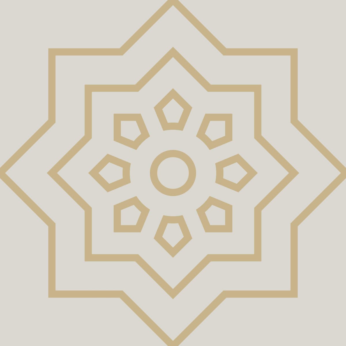 Geometric Pattern: Mahsa: Stone / Red Wolf