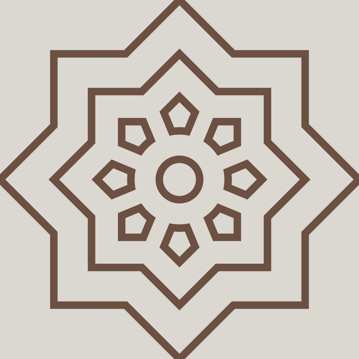 Geometric Pattern: Mahsa: Stone / Red Wolf