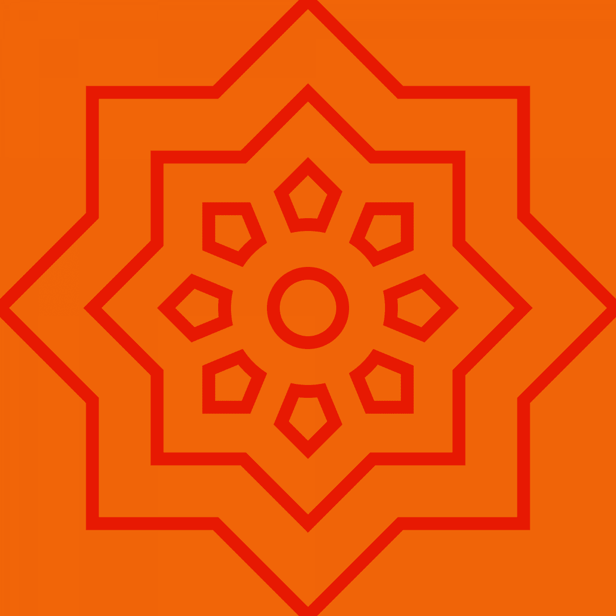 Geometric Pattern: Mahsa: Gemstone Dark / Red Wolf