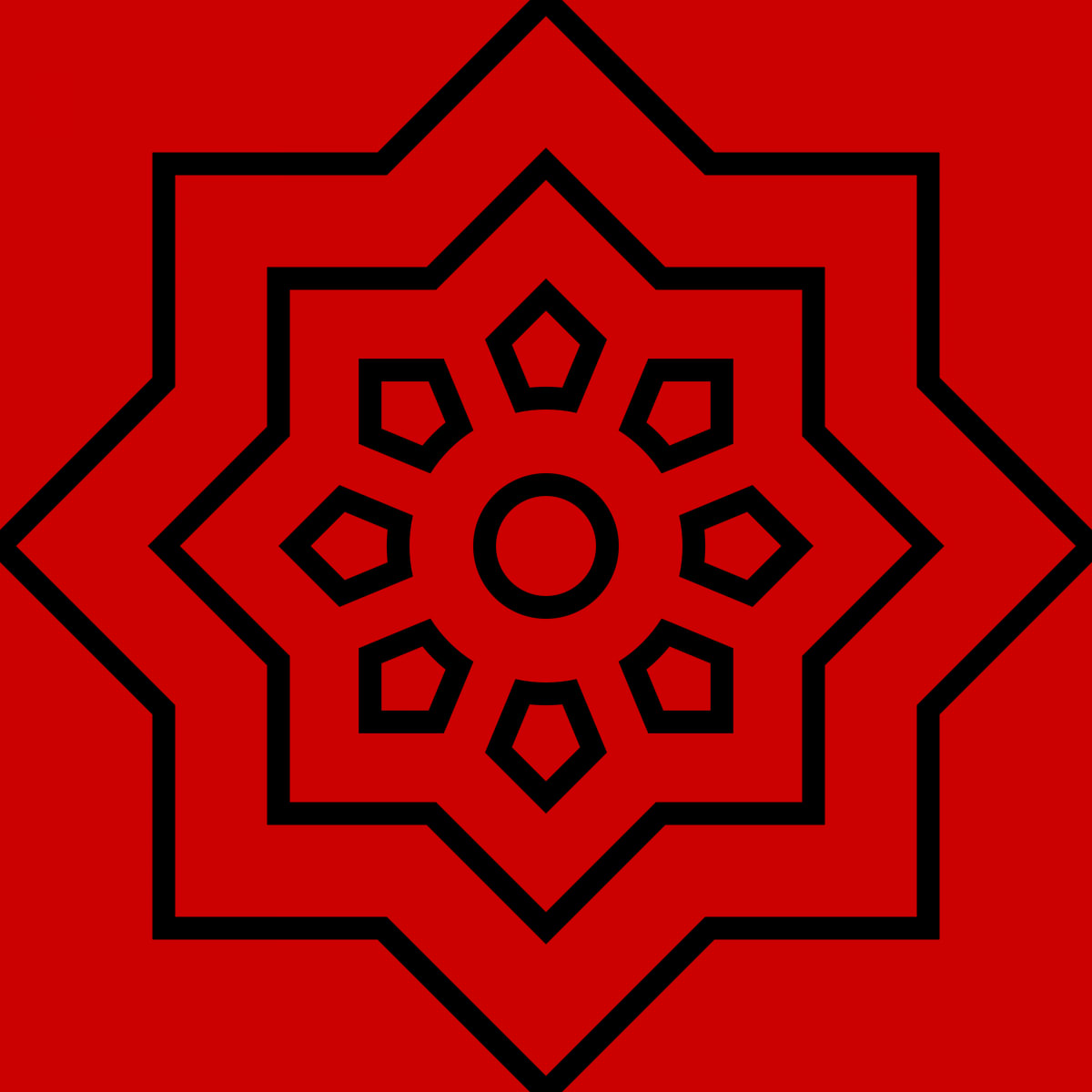 Geometric Pattern: Mahsa: Gemstone Black / Red Wolf