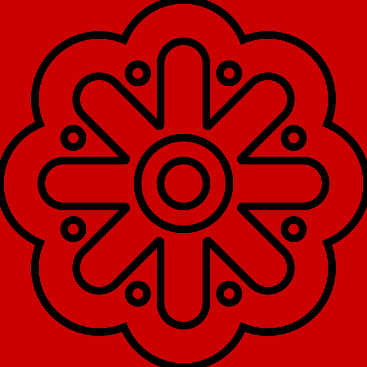 Geometric Pattern: Seljuk: Gemstone Black / Red Wolf