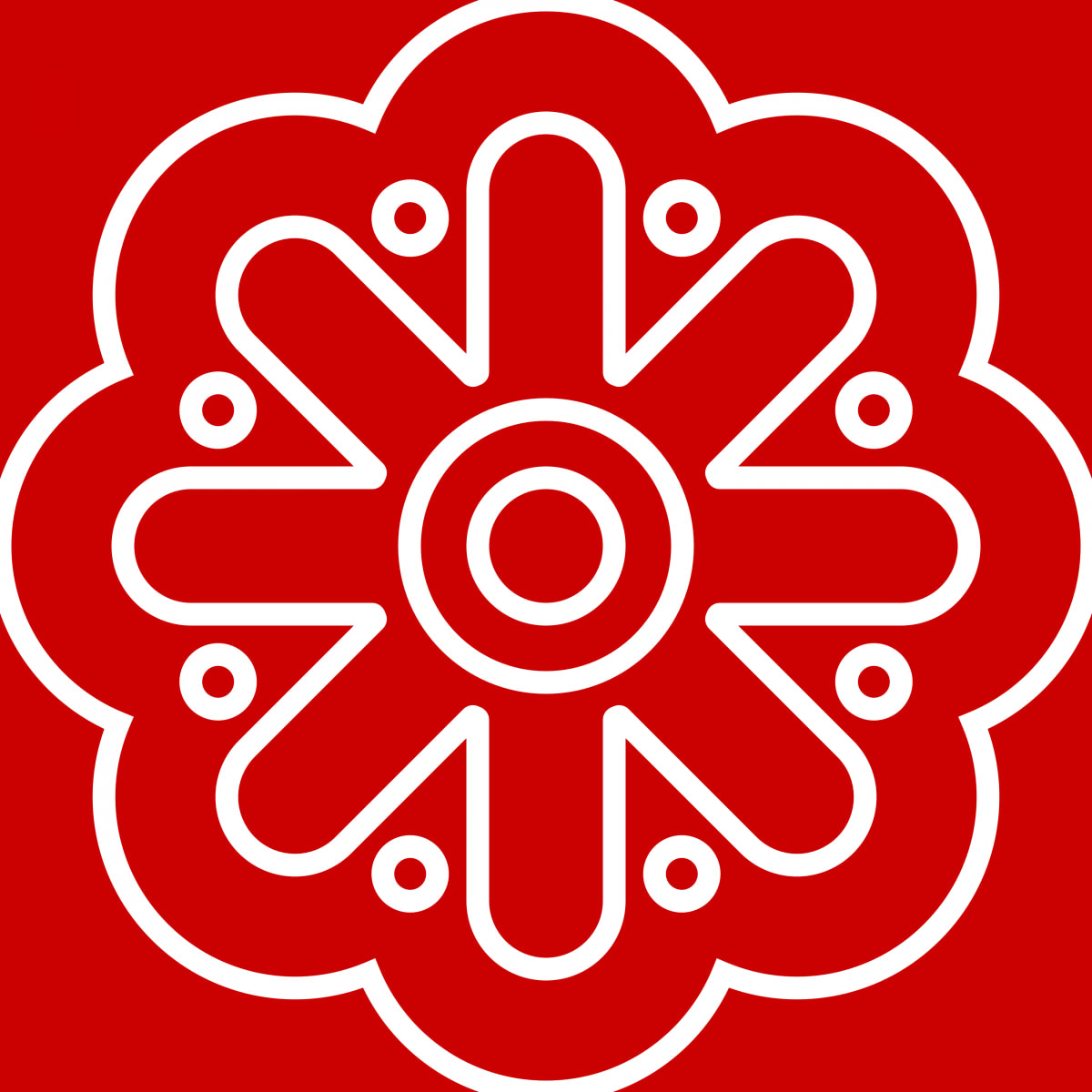 Geometric Pattern: Seljuk: Gemstone White / Red Wolf