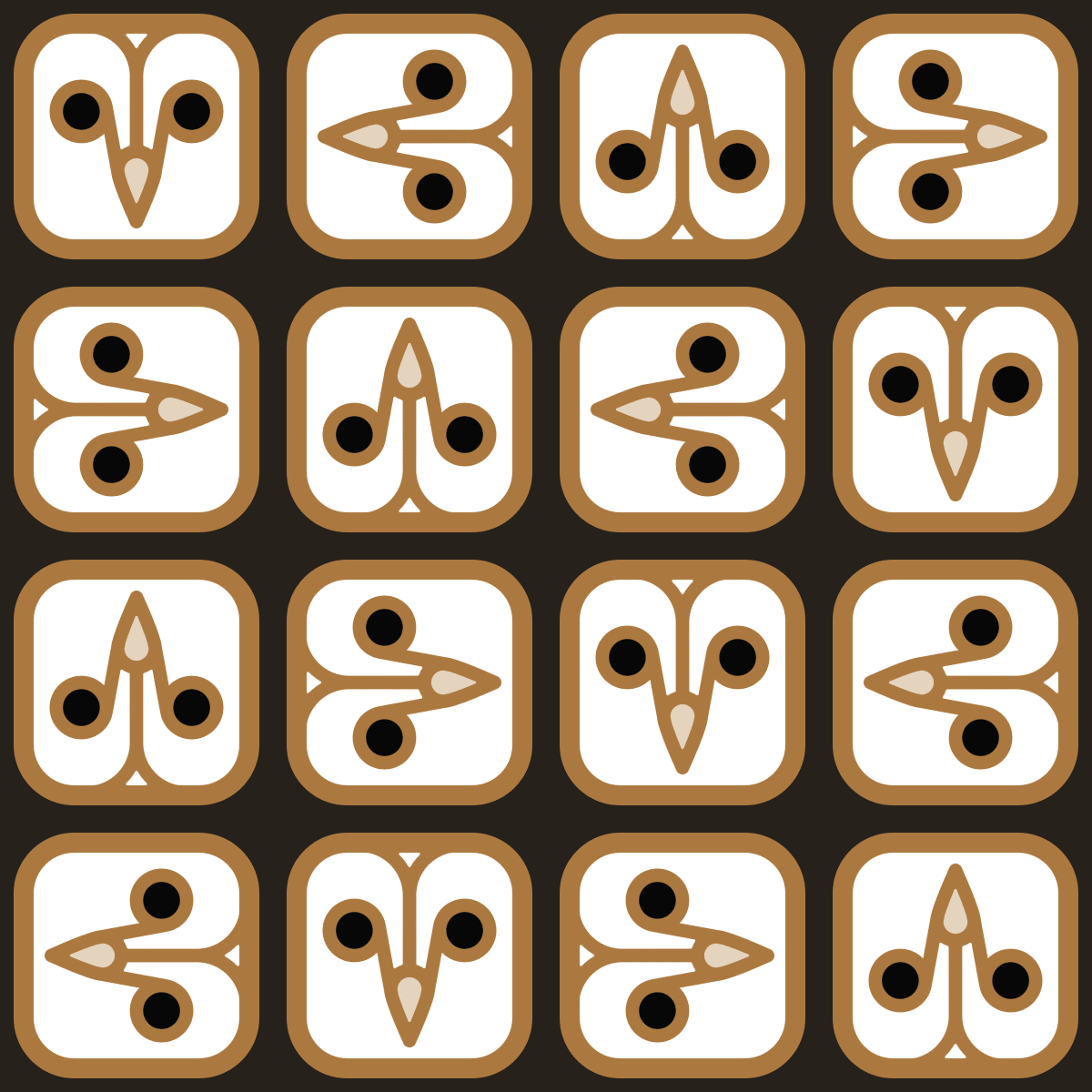 Geometric Pattern: Barn Owl / Red Wolf
