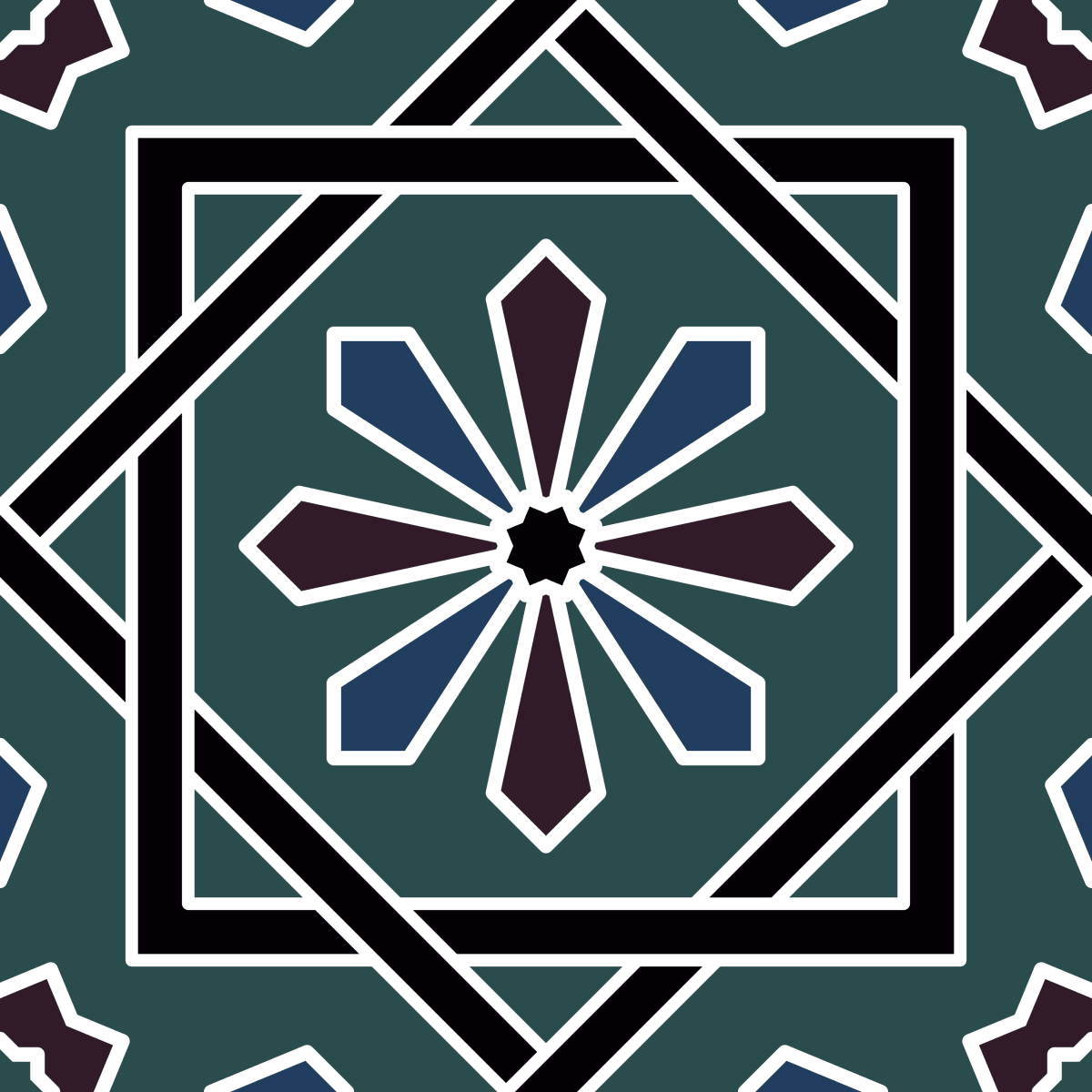 Geometric Pattern: Azila: Art Deco / Red Wolf