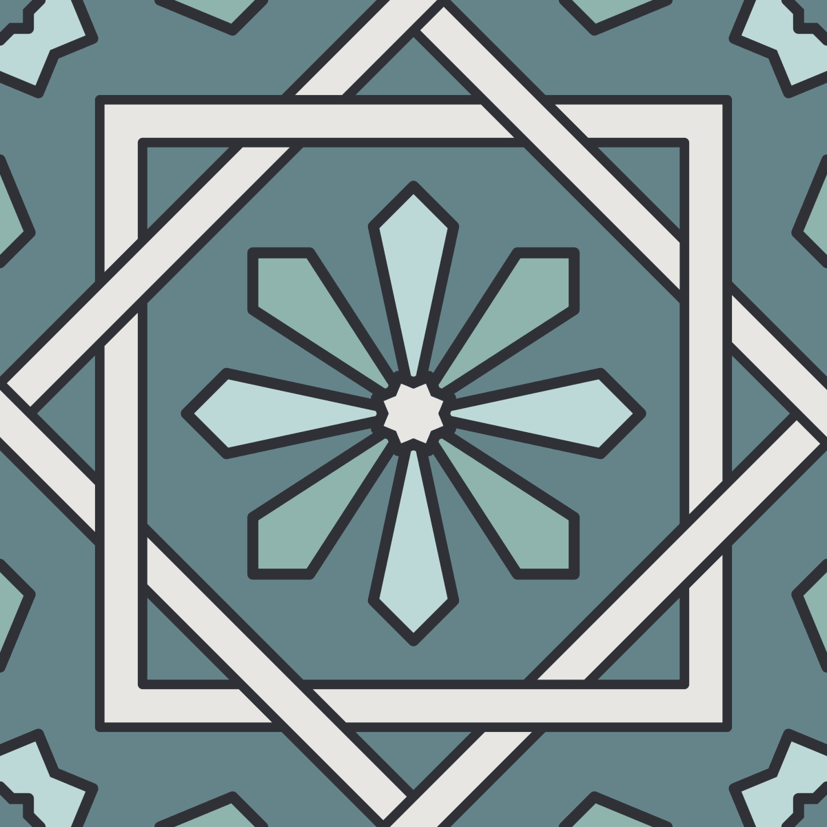 Geometric Pattern: Azila: Art Deco / Red Wolf