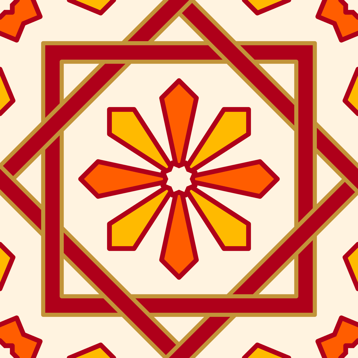 Geometric Pattern: Azila: Art Deco / Red Wolf