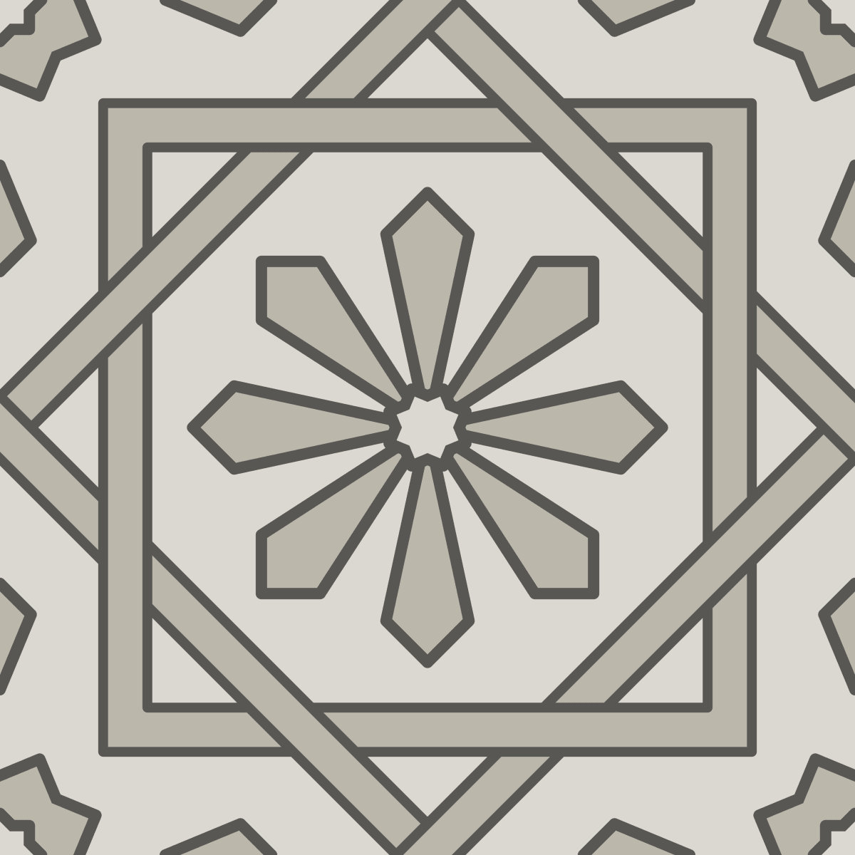Geometric Pattern: Azila: Stone / Red Wolf