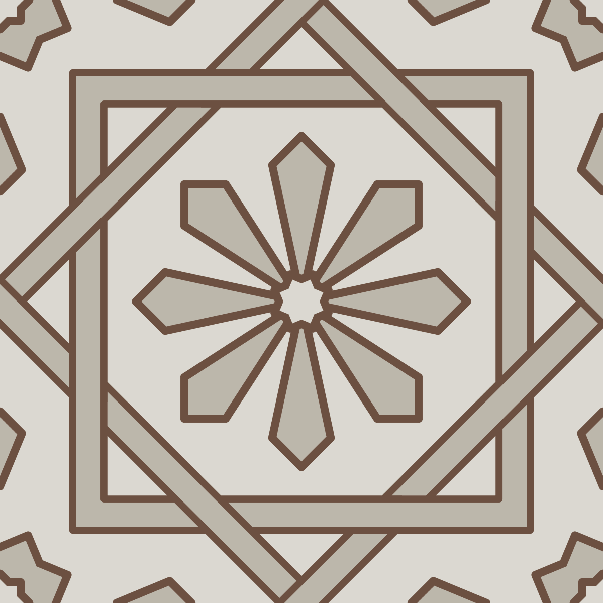 Geometric Pattern: Azila: Stone / Red Wolf