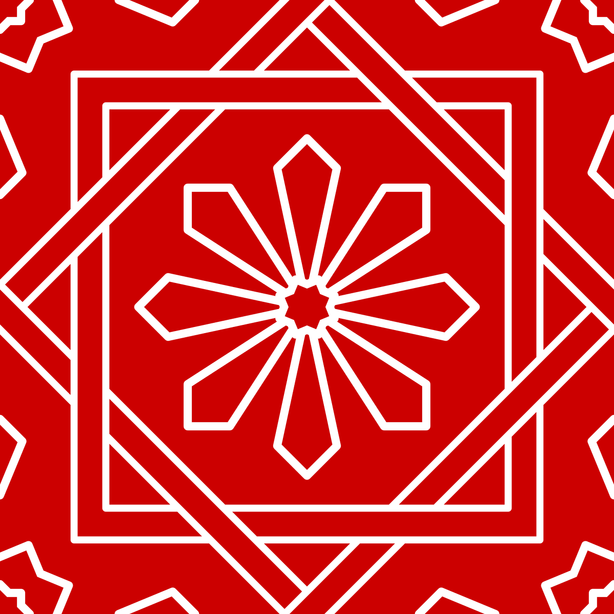 Geometric Pattern: Azila: Gemstone White / Red Wolf