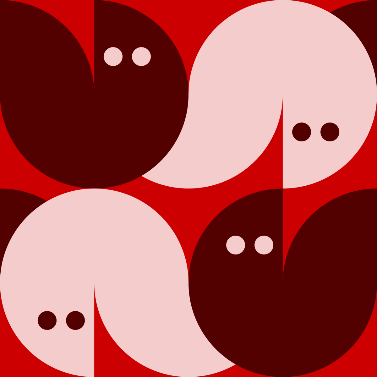 Geometric Pattern: Quarter Circle Fox: Gemstone Dark / Red Wolf