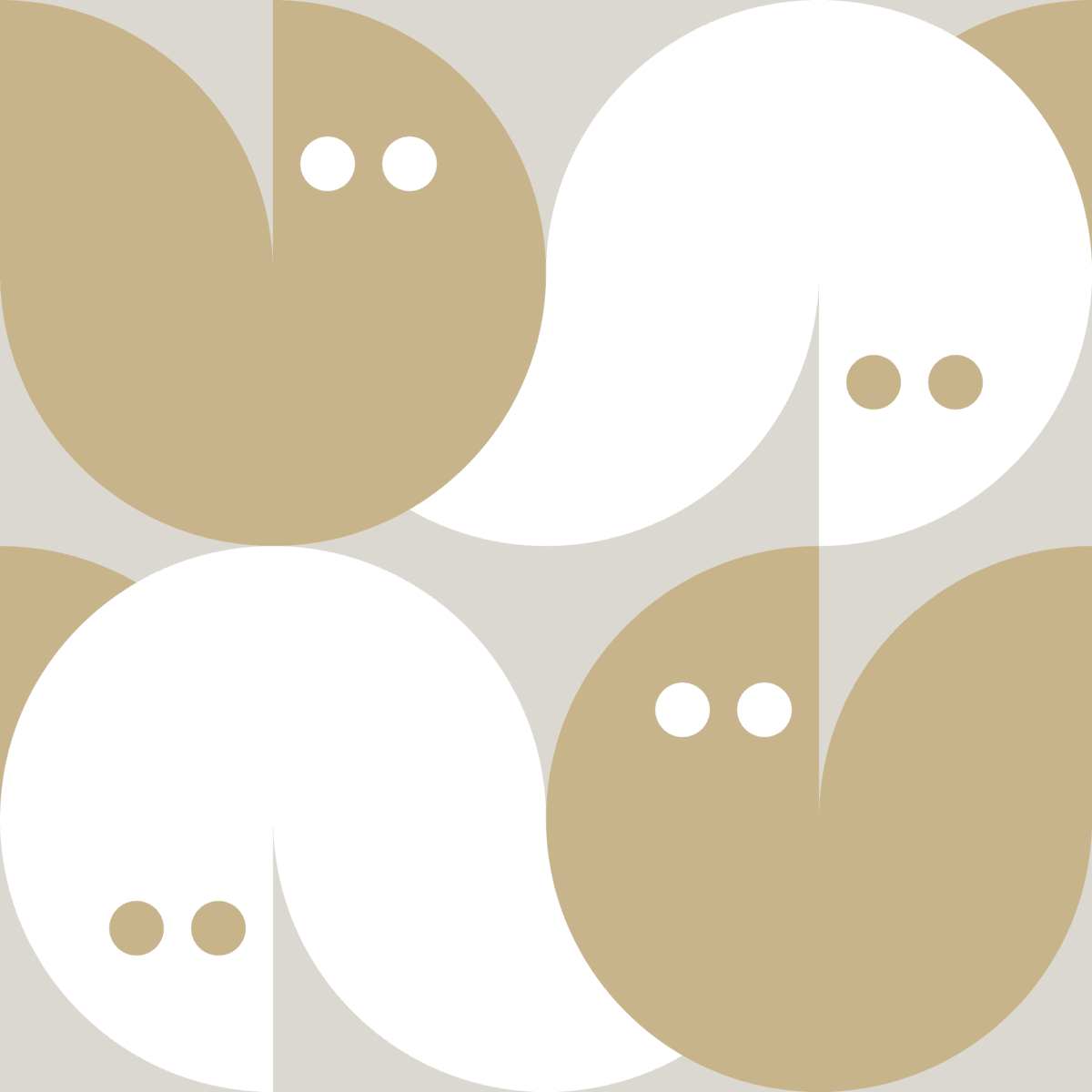 Geometric Pattern: Quarter Circle Fox: Stone / Red Wolf