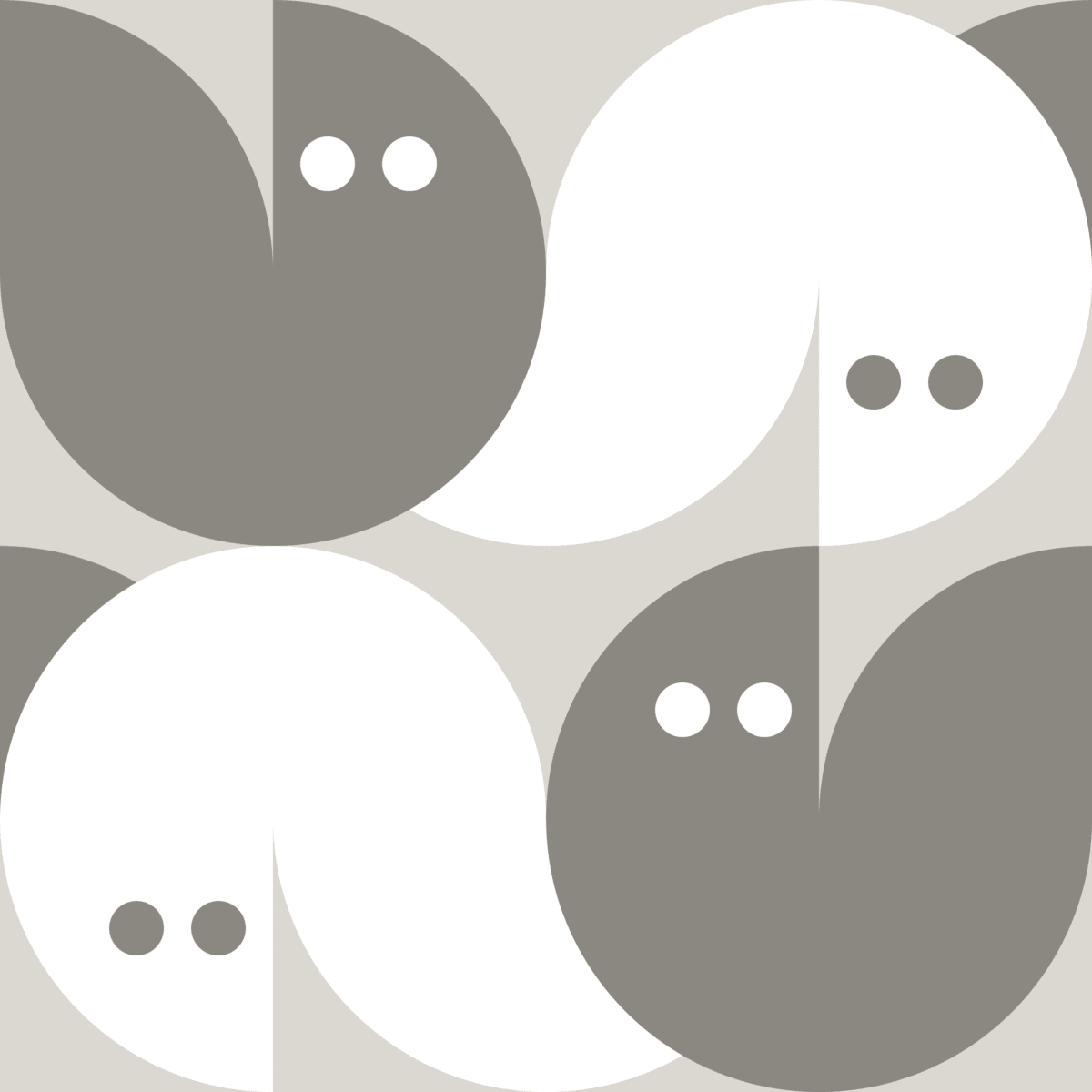 Geometric Pattern: Quarter Circle Fox: Stone / Red Wolf