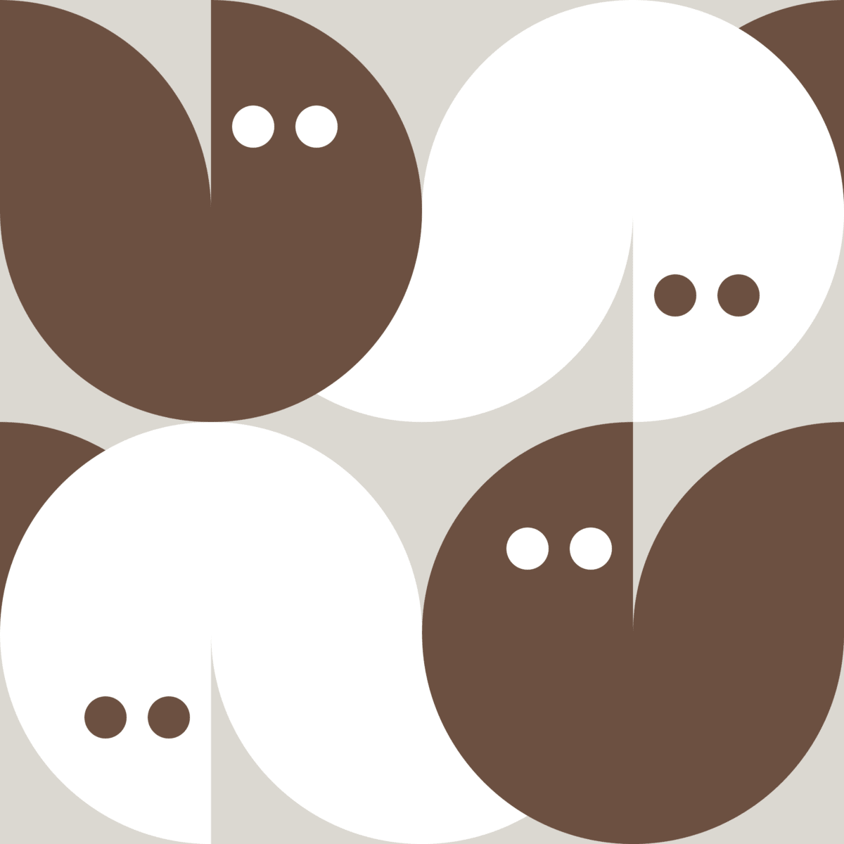 Geometric Pattern: Quarter Circle Fox: Stone / Red Wolf